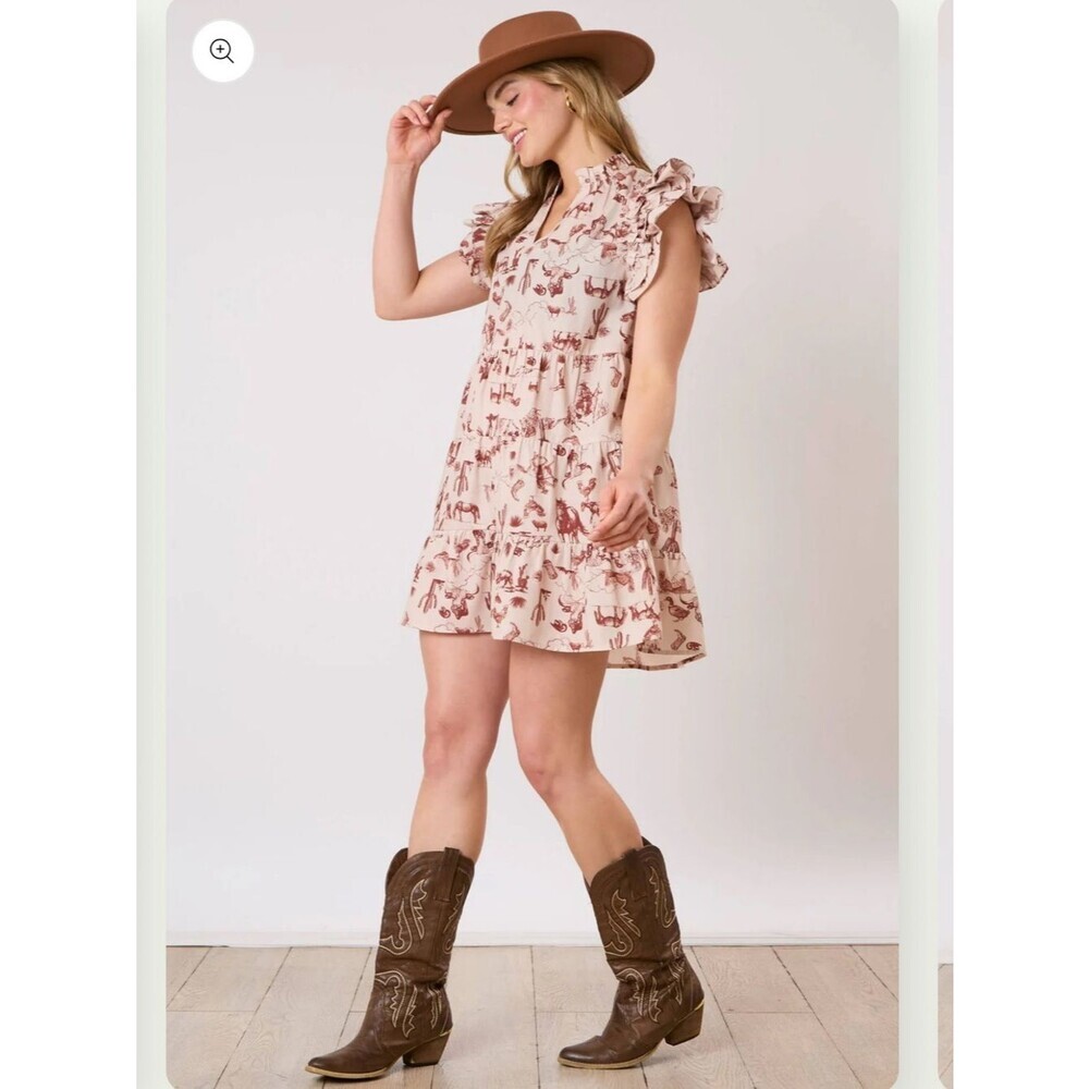 FANTASTIC FAWN
Western Print Sleeveless Mini Dress